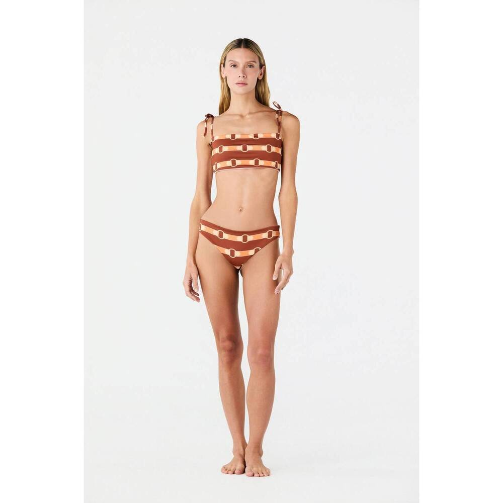 NEW JUAN DE DIOS sunset waves reversible bikini bottom in orange horse